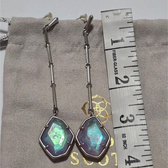 Kendra Scott Charmain Silver and Amethyst Dichroic Glass Dangle Earrings - Picture 5 of 5